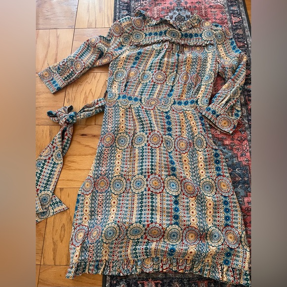 Marc by Marc Jacobs 100% silk multicolored floral boho poplin chic dress size 6 - Picture 4 of 8